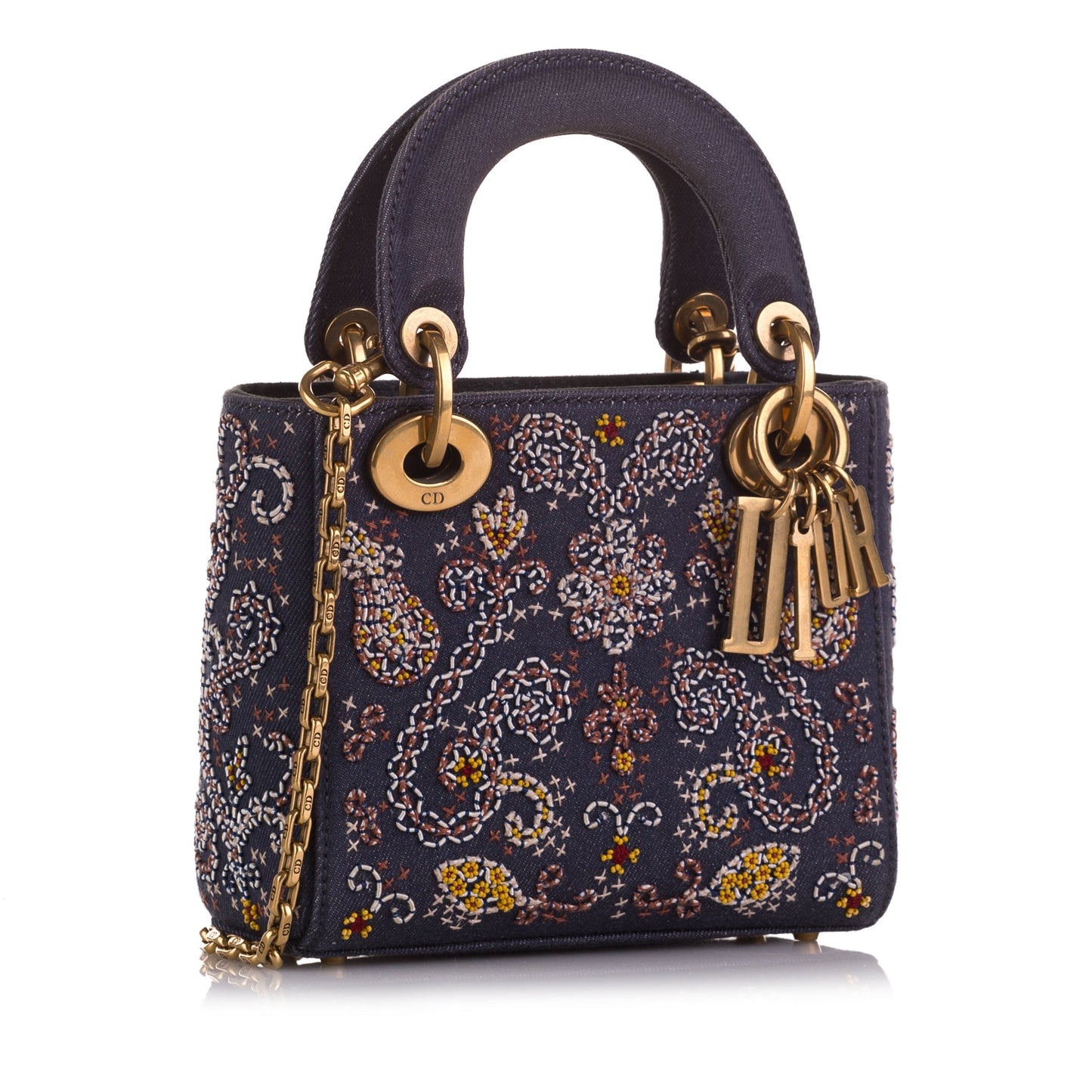 Mini Denim Embroidered Lady Dior
