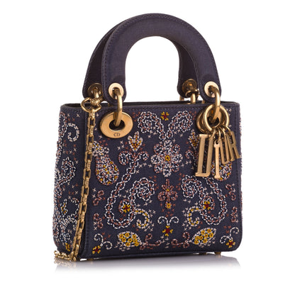 Mini Denim Embroidered Lady Dior