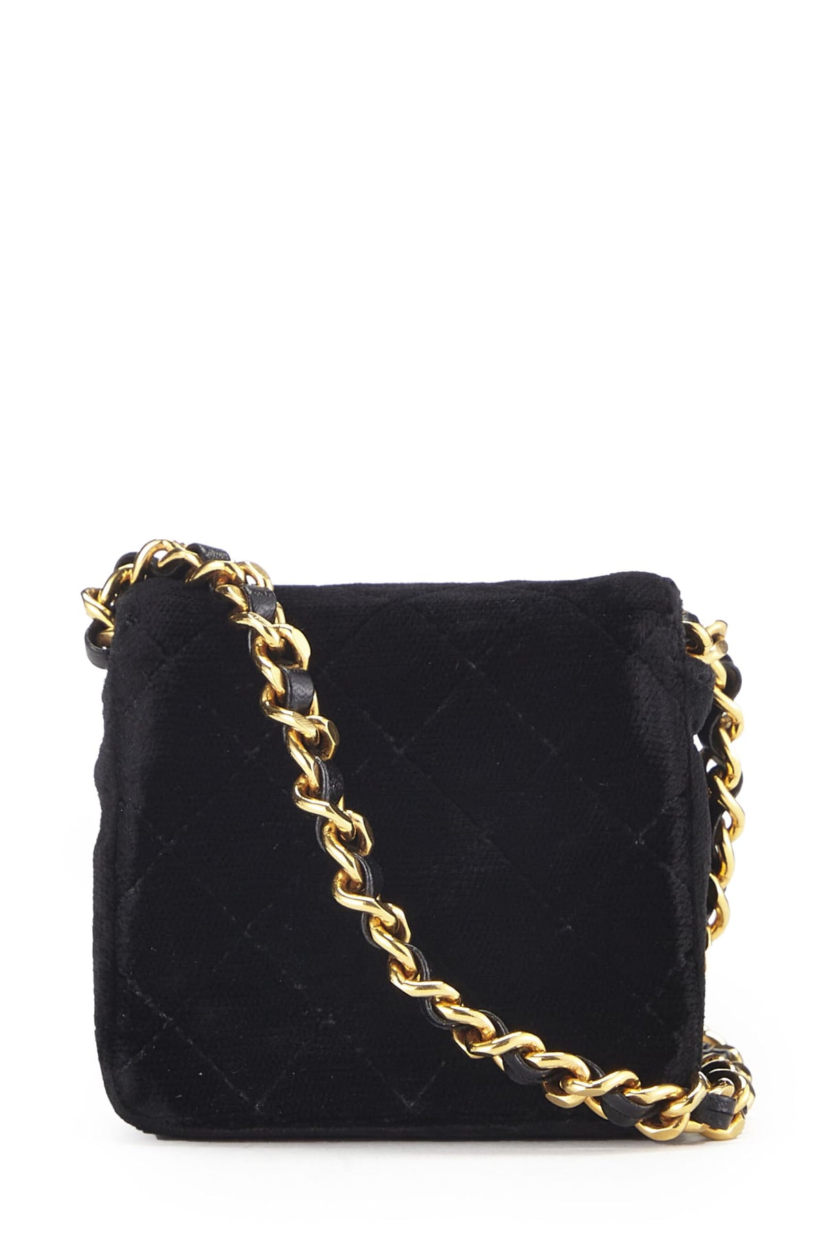 Chanel,  Black Quilted Velvet Half Flap Micro, Black