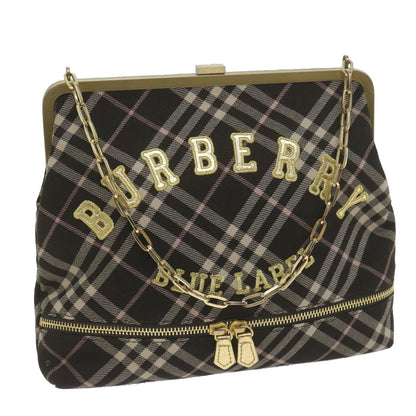 Burberry Nova Check Blue Label Chain Hand Bag Canvas Brown Auth 61800