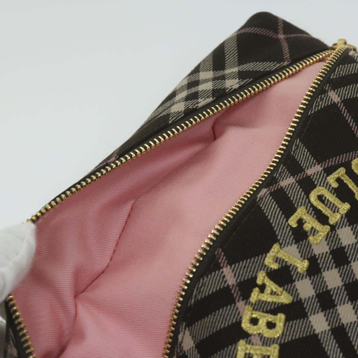 Burberry Nova Check Blue Label Chain Hand Bag Canvas Brown Auth 61800