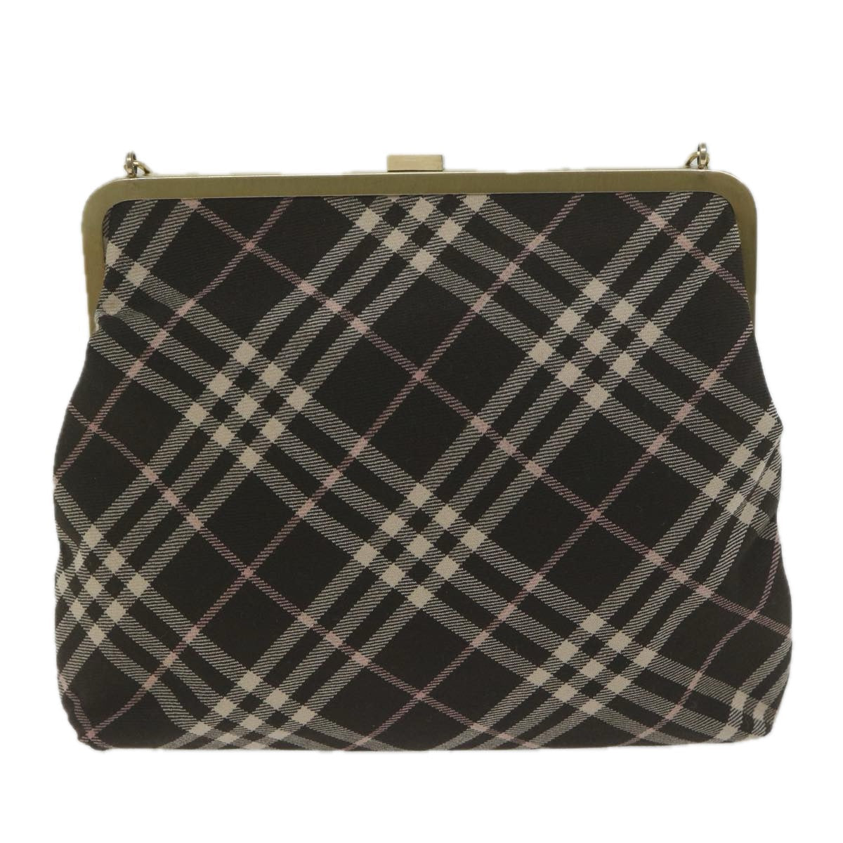 Burberry Nova Check Blue Label Chain Hand Bag Canvas Brown Auth 61800