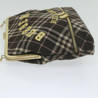 Burberry Nova Check Blue Label Chain Hand Bag Canvas Brown Auth 61800