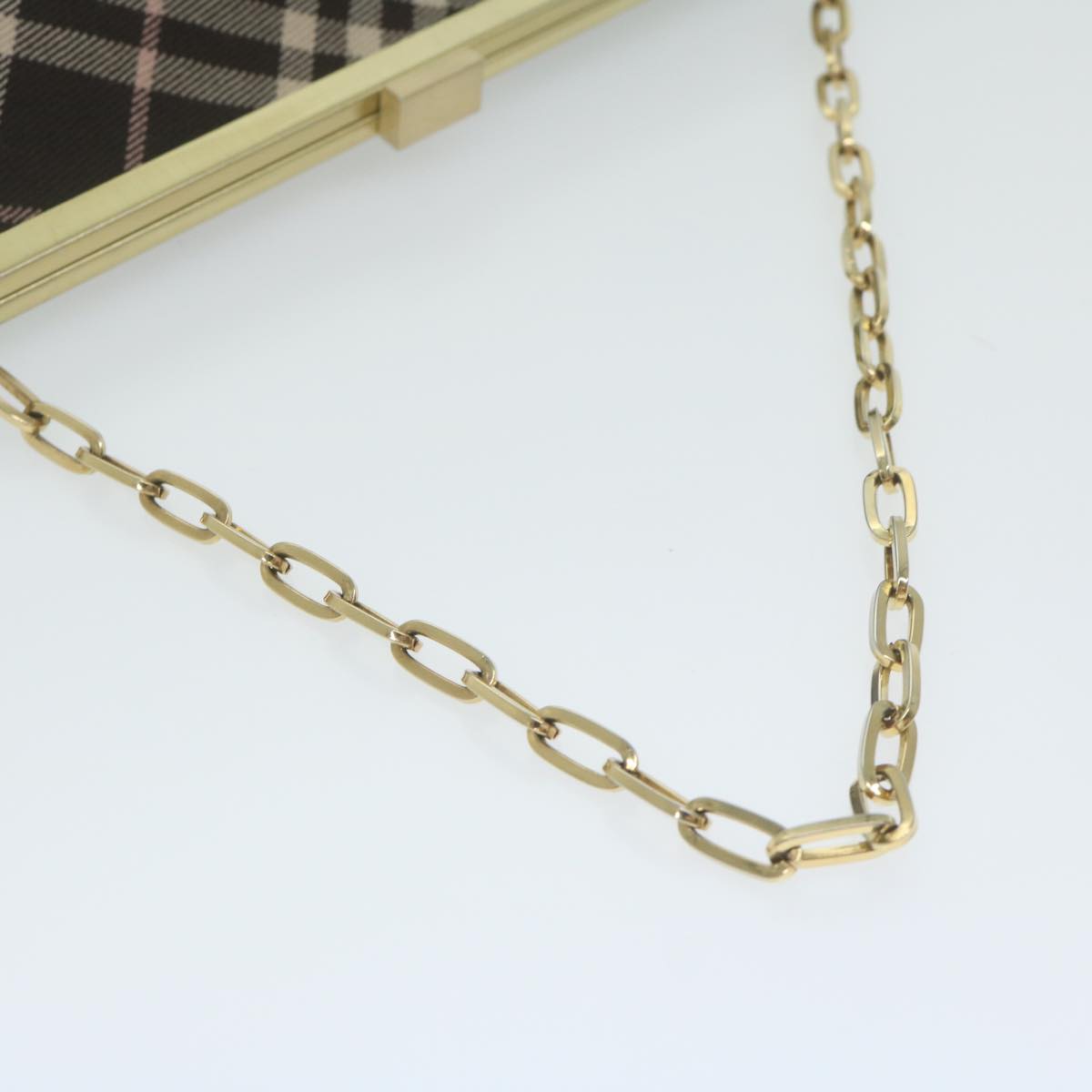 Burberry Nova Check Blue Label Chain Hand Bag Canvas Brown Auth 61800