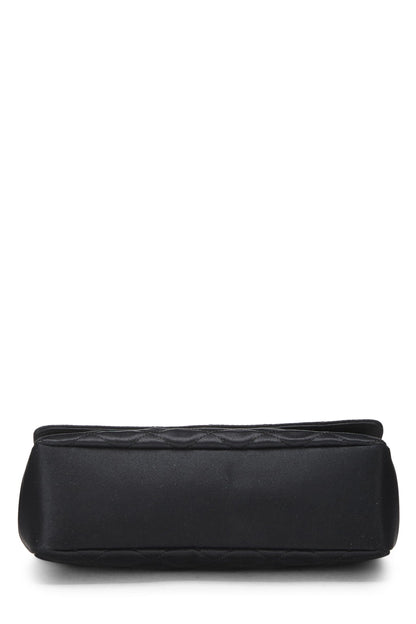 Chanel,  Black Quilted Satin Half Flap Mini, Black