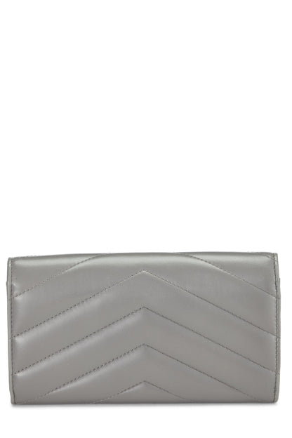 Chanel,  Grey Lambskin Chevron Stud Wallet, Grey