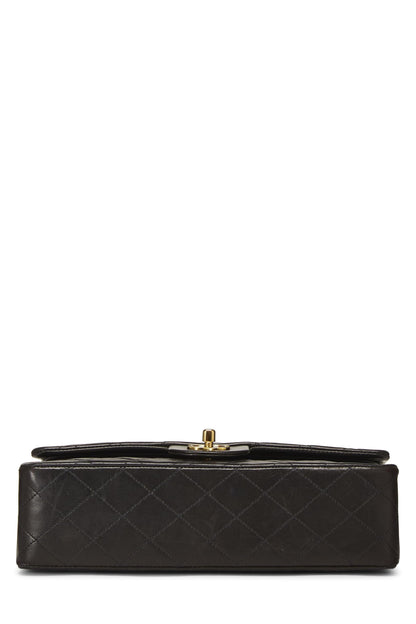 Chanel,  Black Quilted Lambskin Classic Double Flap Medium, Black