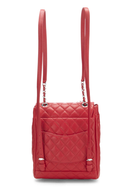 Chanel,  Red Quilted Lambskin Urban Spirit Backpack Large, Red