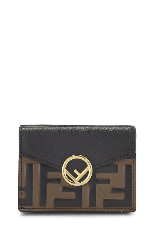 Fendi,  Black Leather 'F is Fendi' Compact Wallet, Black