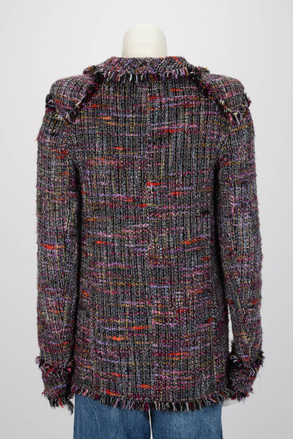 Chanel Purple Fantasy Tweed Frayed Edge Jacket FR 38