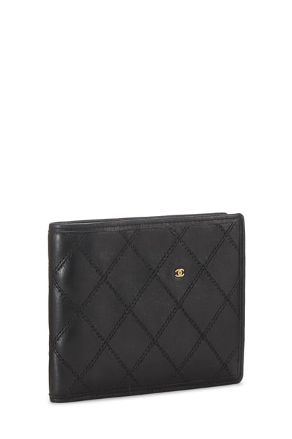 Chanel,  Black Quilted Lambskin Bifold Wallet, Black