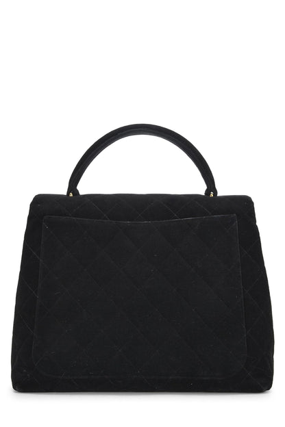 Chanel,  Black Quilted Velvet Kelly, Black