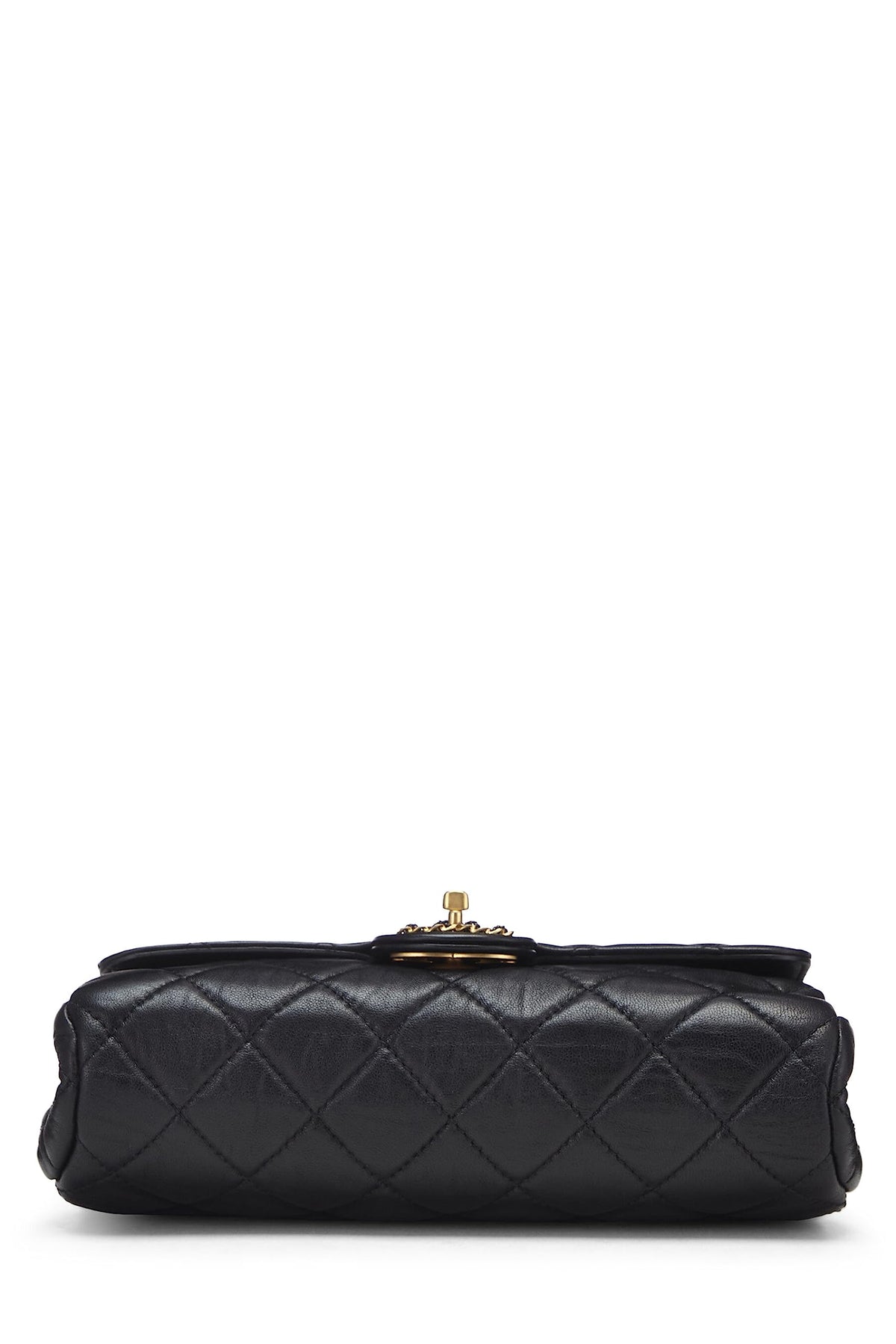 Chanel,  Black Quilted Lambskin Chain Flap Small, Black