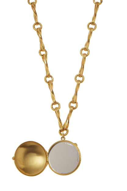 Chanel,  Gold Mirror Locket Necklace, Gold
