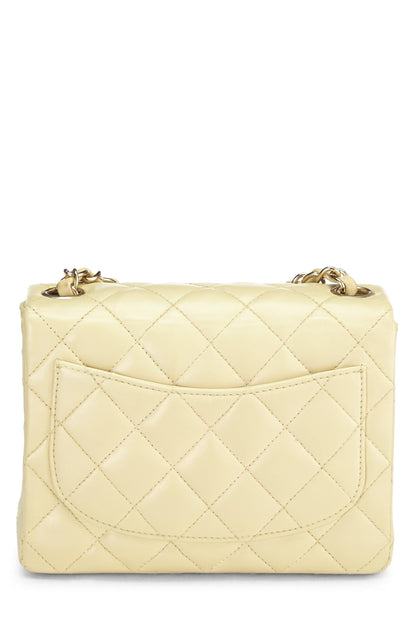 Chanel,  Beige Quilted Lambskin Half Flap Mini, Beige