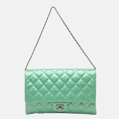 Chanel Envelope Clutch with Chains 2013 Shoulder Bag Apple Green Patent Leather