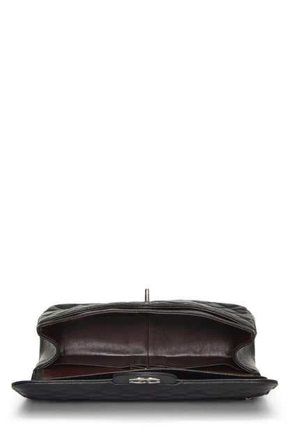 Chanel,  Black Quilted Caviar Leather New Classic Jumbo, Black