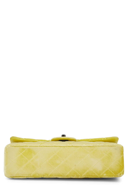 Chanel,  Yellow Quilted Velvet Classic Double Flap Medium, Yellow