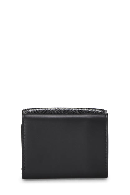 Fendi,  Black Zucchino Leather Trifold Wallet, Black