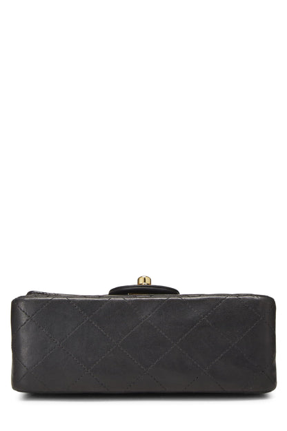 Chanel,  Black Quilted Lambskin Half Flap Mini, Black