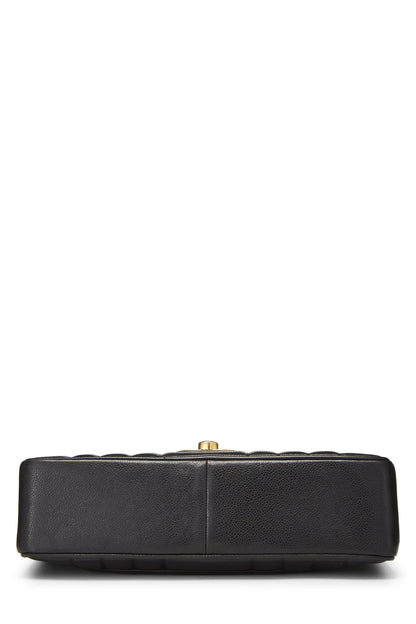 Chanel,  Black Caviar Vertical Half Flap Jumbo, Black