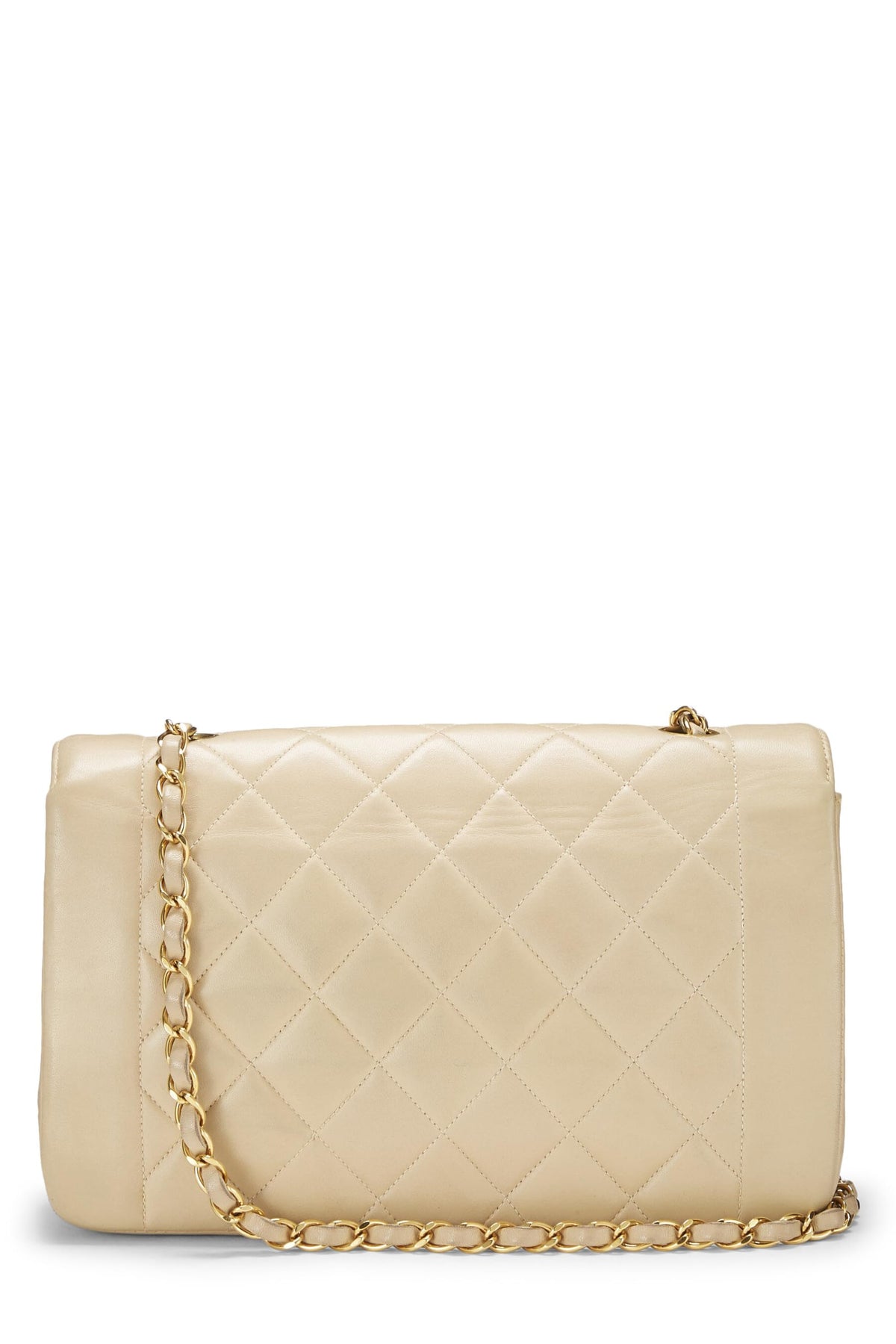Chanel,  Beige Quilted Lambskin Diana Flap Medium, Beige
