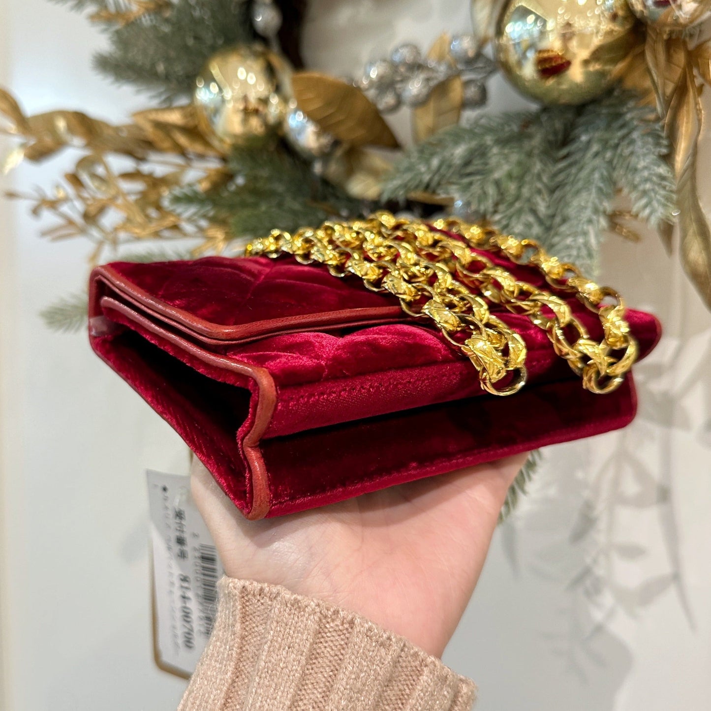 Chanel vintage velvet camellia  mini flap bag