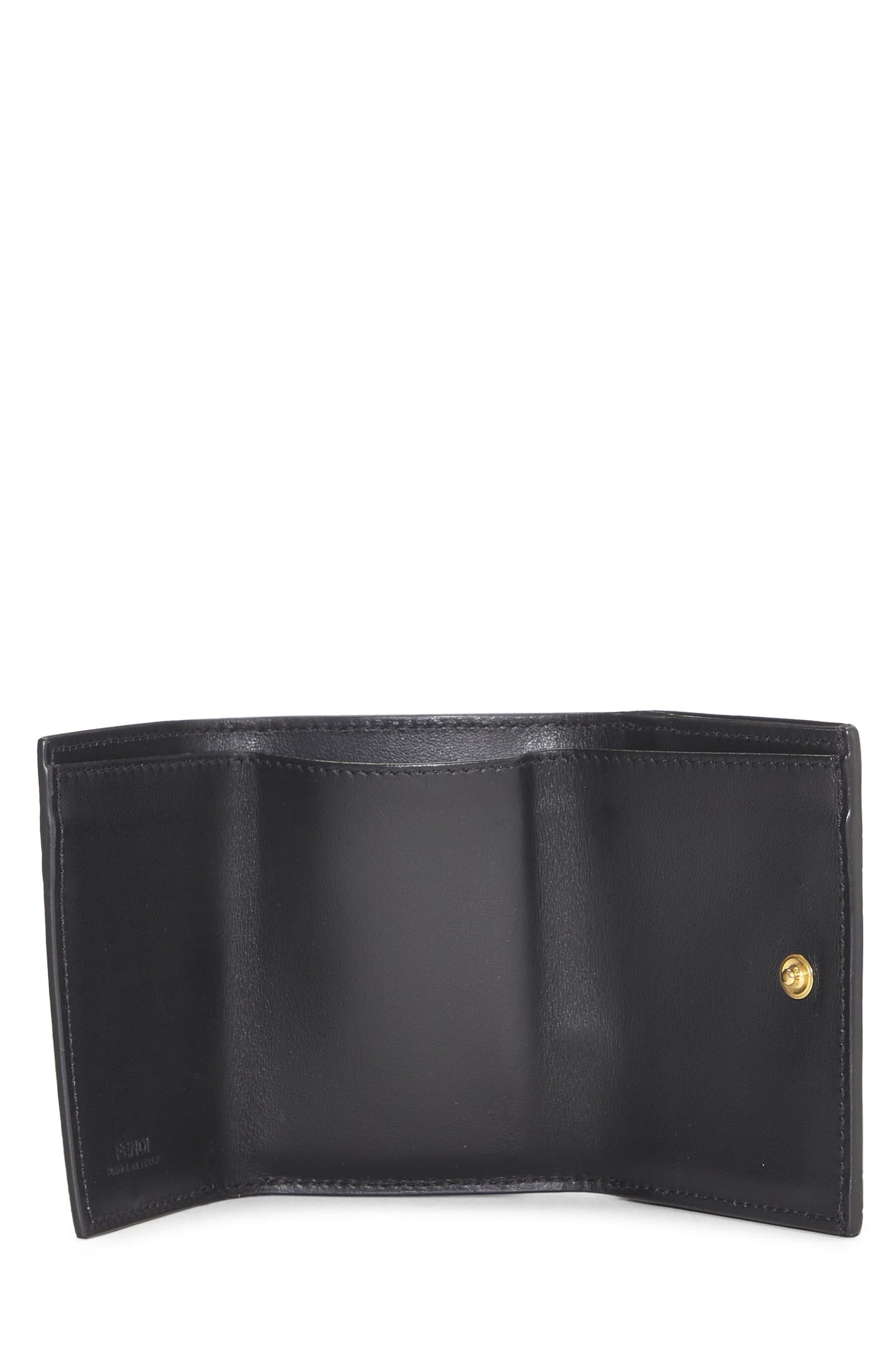 Fendi,  Black Leather 'F is Fendi' Compact Wallet, Black