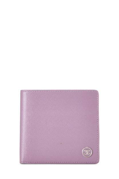 Chanel,  Purple Calfskin Bifold Wallet, Purple