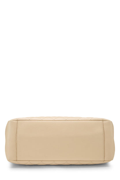 Chanel,  Beige Quilted Caviar Grand Shopping Tote (GST), Beige