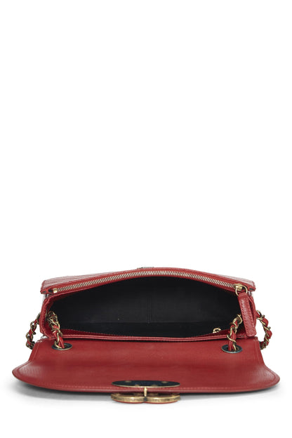 Chanel,  Red Calfskin Coco Curve Flap Medium, Red