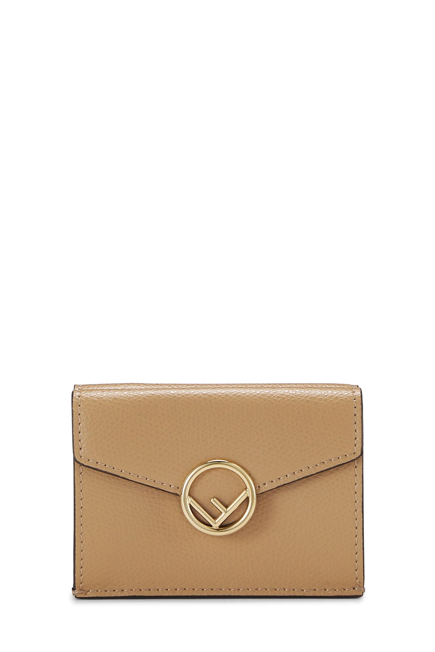 Fendi,  Beige Leather 'F is Fendi' Compact Wallet, Beige