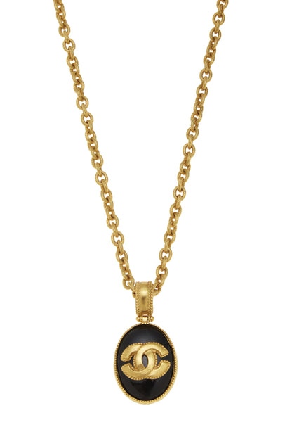 Chanel,  Gold & Black Enamel 'CC' Necklace, Black