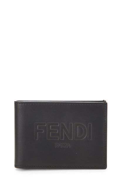 Fendi,  Black Leather Bifold Wallet, Black