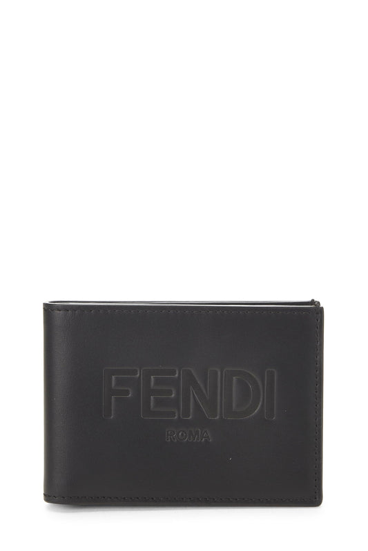 Fendi,  Black Leather Bifold Wallet, Black