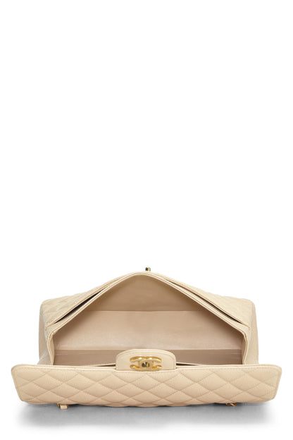 Chanel,  Beige Quilted Lambskin Classic Double Flap Medium, Beige