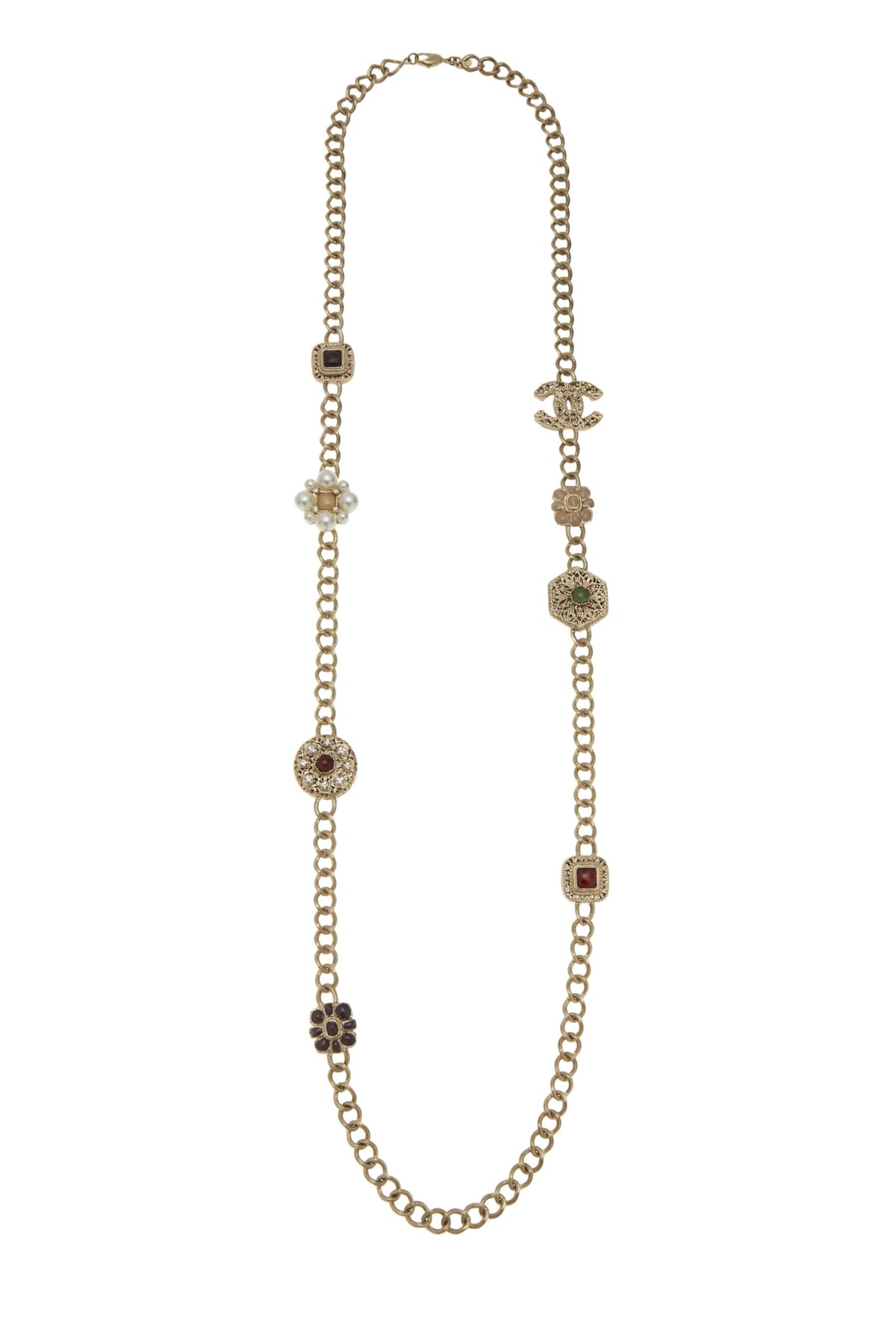 Chanel,  Gold & Multicolor 'CC' Charm Necklace Large, Multi