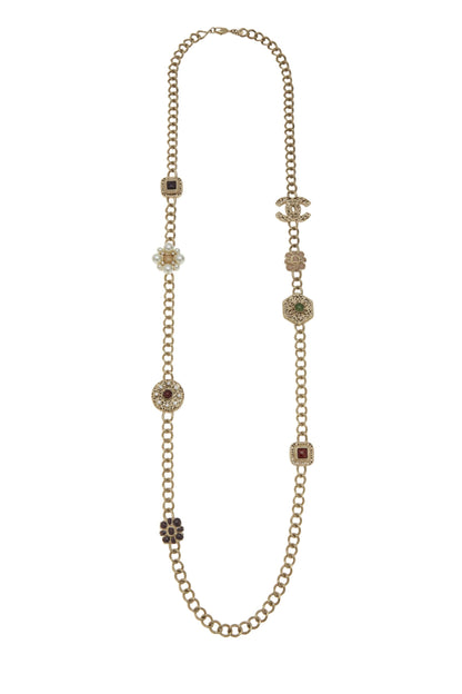 Chanel,  Gold & Multicolor 'CC' Charm Necklace Large, Multi