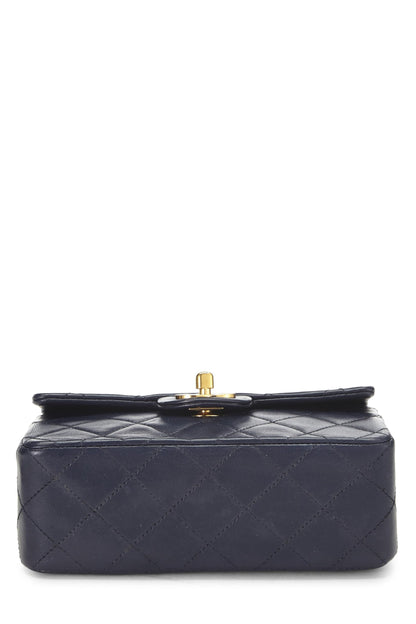 Chanel,  Navy Quilted Lambskin Half Flap Mini, Navy