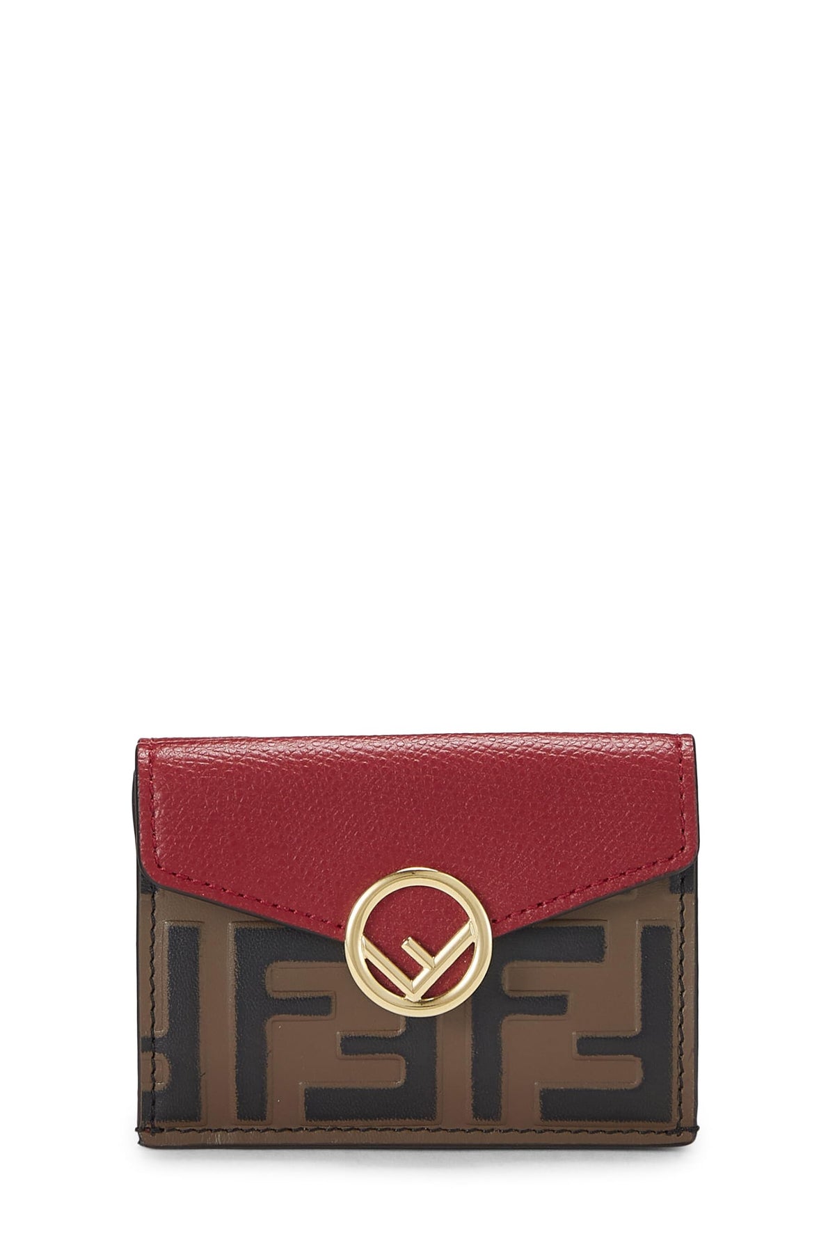 Fendi,  Red Leather 'FF' Compact Wallet, Red