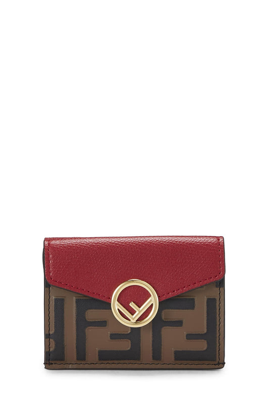 Fendi,  Red Leather 'FF' Compact Wallet, Red