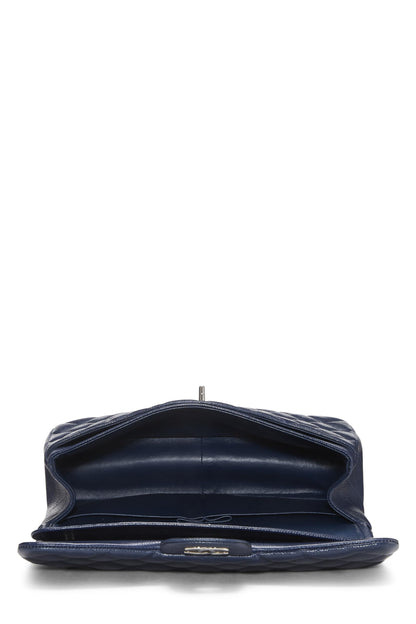 Chanel,  Navy Quilted Caviar New Classic Double Flap Jumbo, Navy