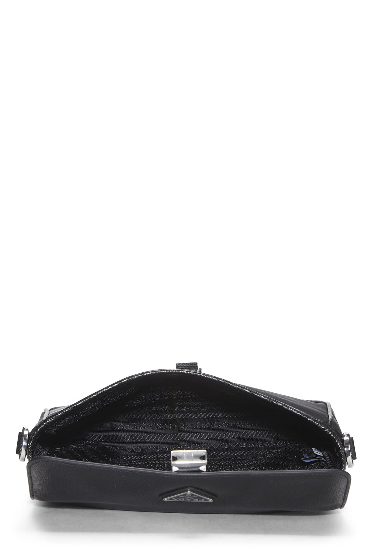 Prada,  Black Saffiano & Tessuto Crossbody, Black