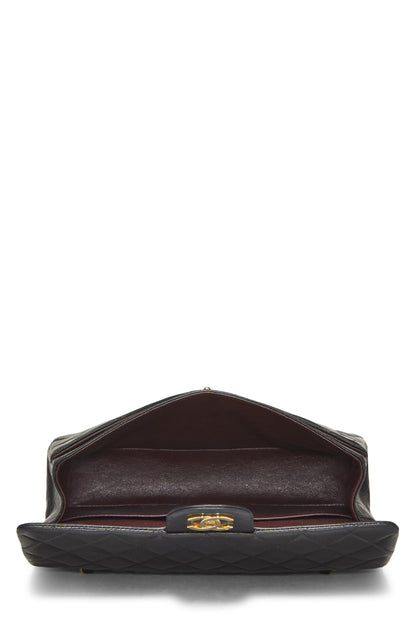 Chanel,  Black Quilted Lambskin Classic Double Flap Medium, Black