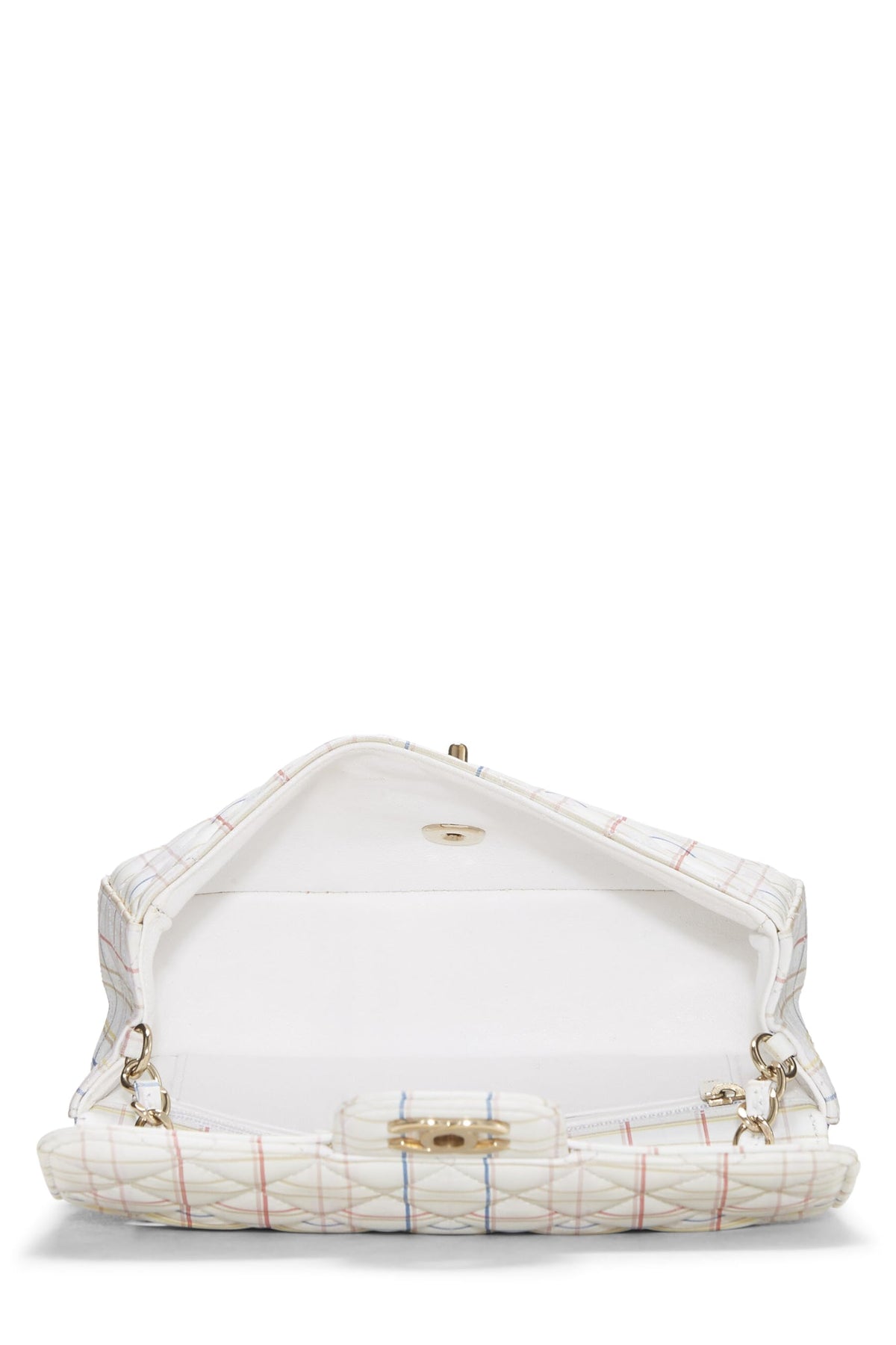 Chanel,  White & Multicolor Plaid Calfskin Rectangular Flap Mini, Multi