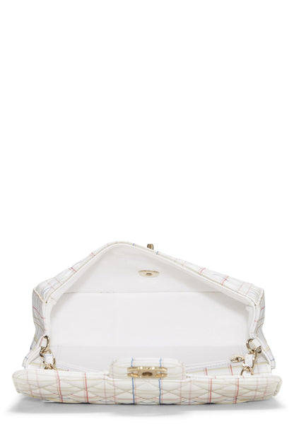 Chanel,  White & Multicolor Plaid Calfskin Rectangular Flap Mini, Multi