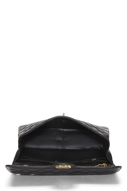 Chanel,  Black Quilted Lambskin Half Flap Jumbo, Black