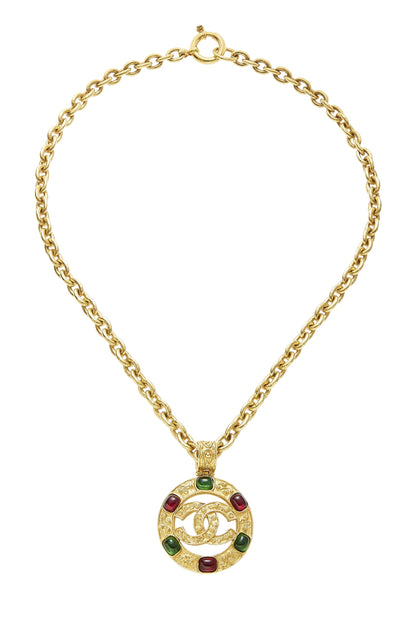 Chanel,  Gold Filigree Gripoix 'CC' Round Necklace Large, Gold
