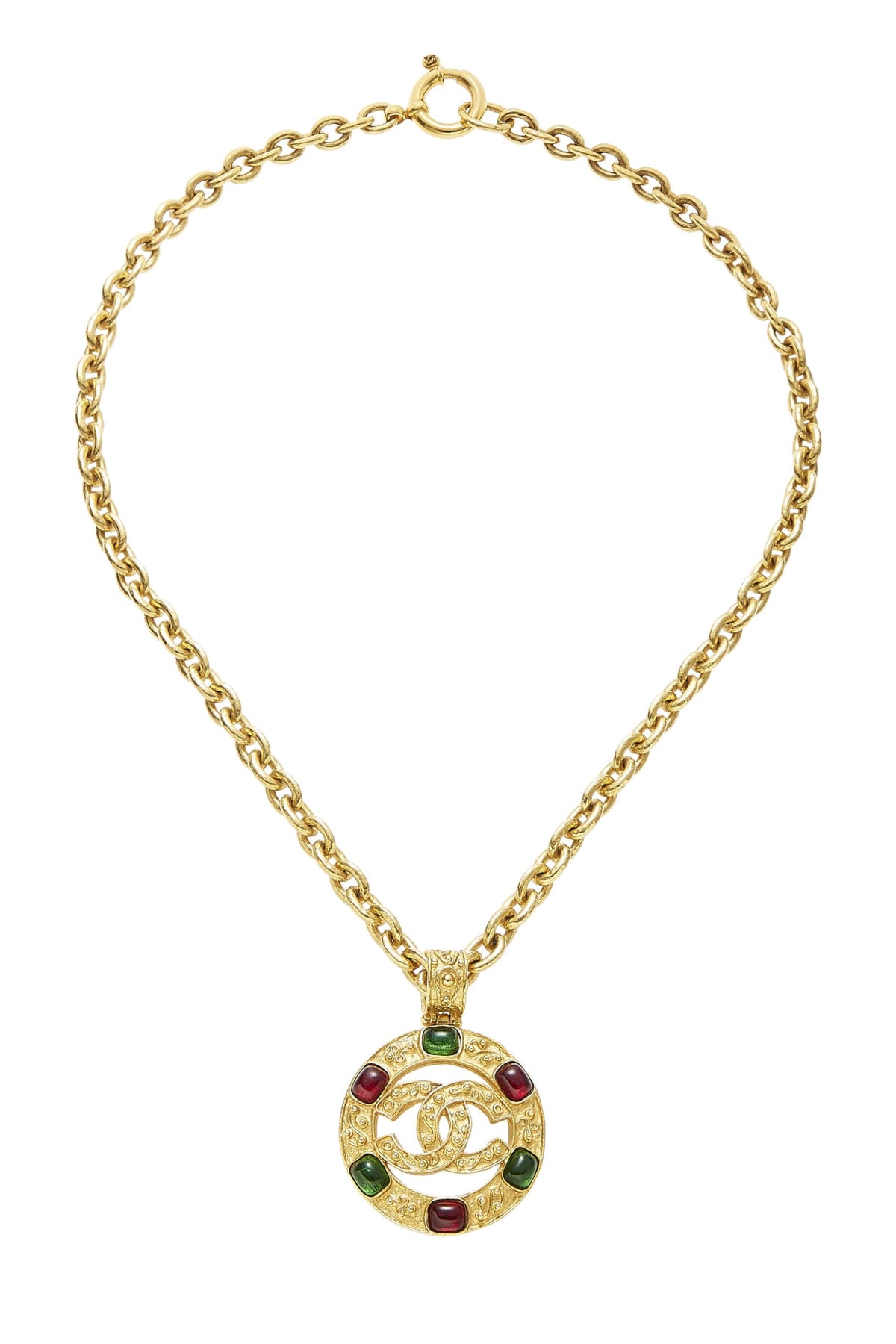 Chanel,  Gold & Multicolor Gripoix Filigree Necklace Large, Gold