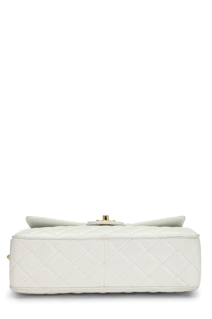 Chanel,  White Quilted Caviar Pocket Camera Bag Medium, White